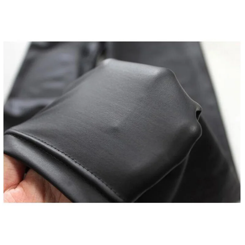 New Fashion Classic Slim Leggings High Waist Stretchy Womens Faux Leather Leggings Skinny Pants - Black