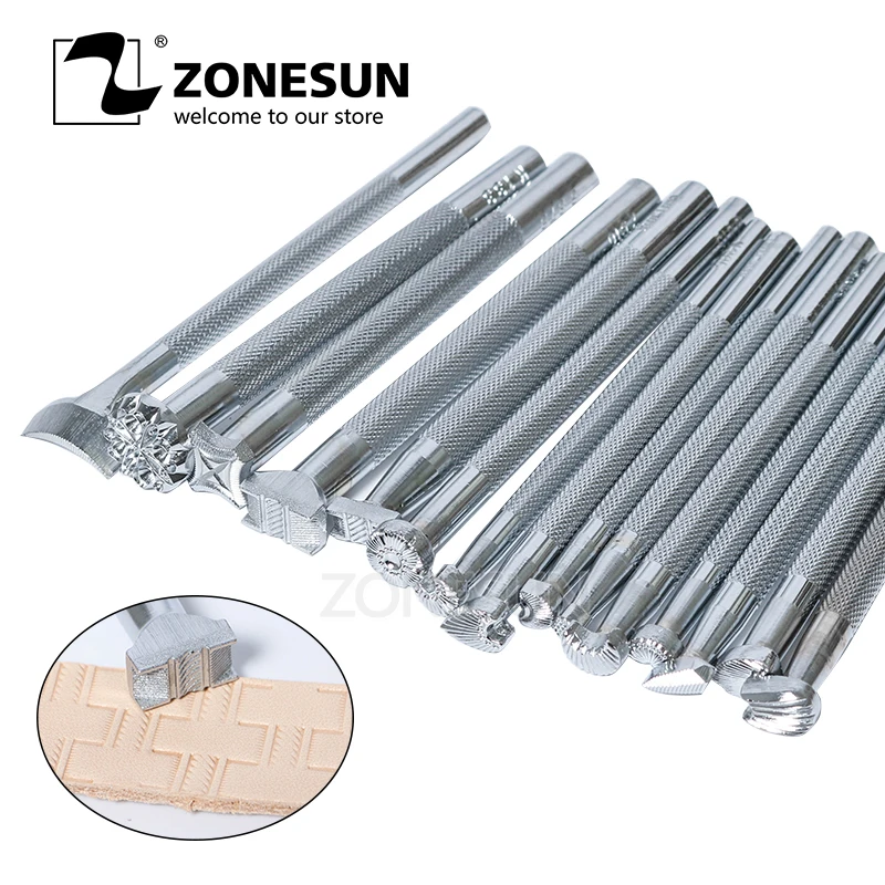 ZONESUN ручной работы DIY воловья кожа резная печать инструмент цветочный узор