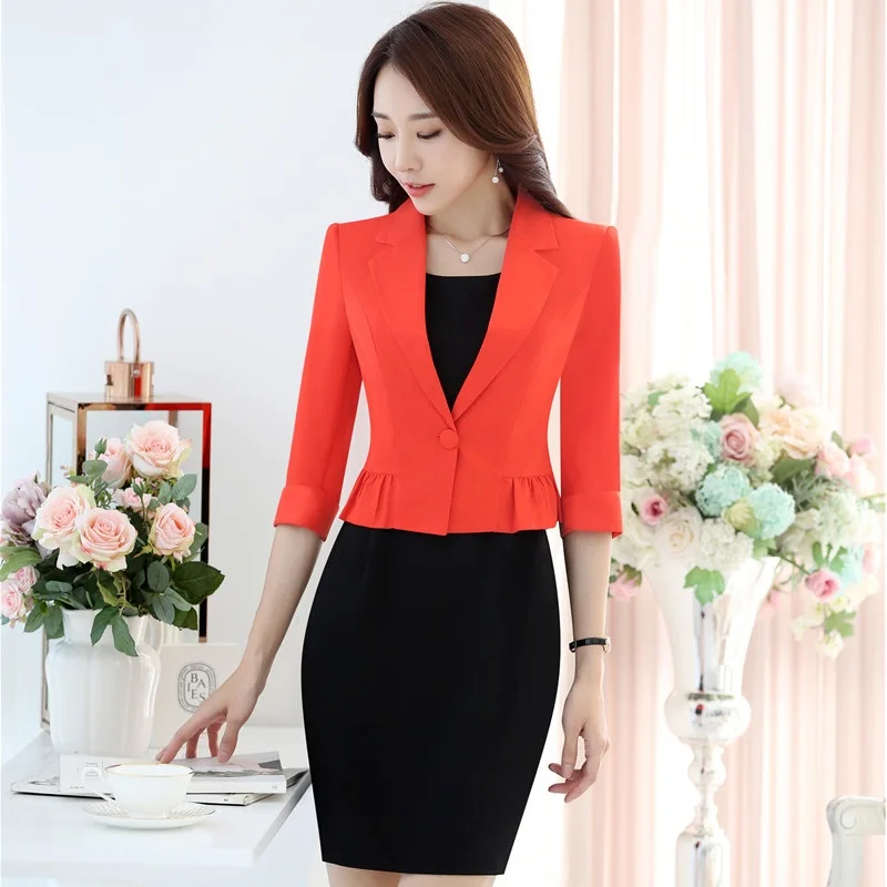 Новинка Красная тонкая модная профессиональная деловая женская униформа