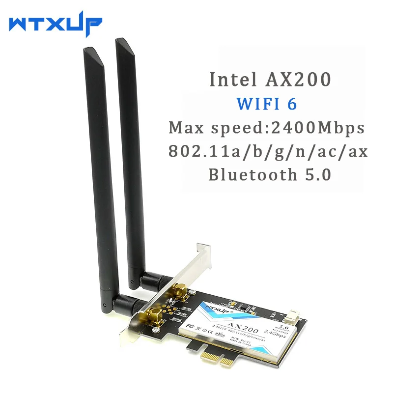 Беспроводная сетевая карта AC AX200 802.11ac/ax 2400 Мбит/с PCI E 1X 16X Wi Fi для Intel AX200NGW 6 Bluetooth 5 0 Mu