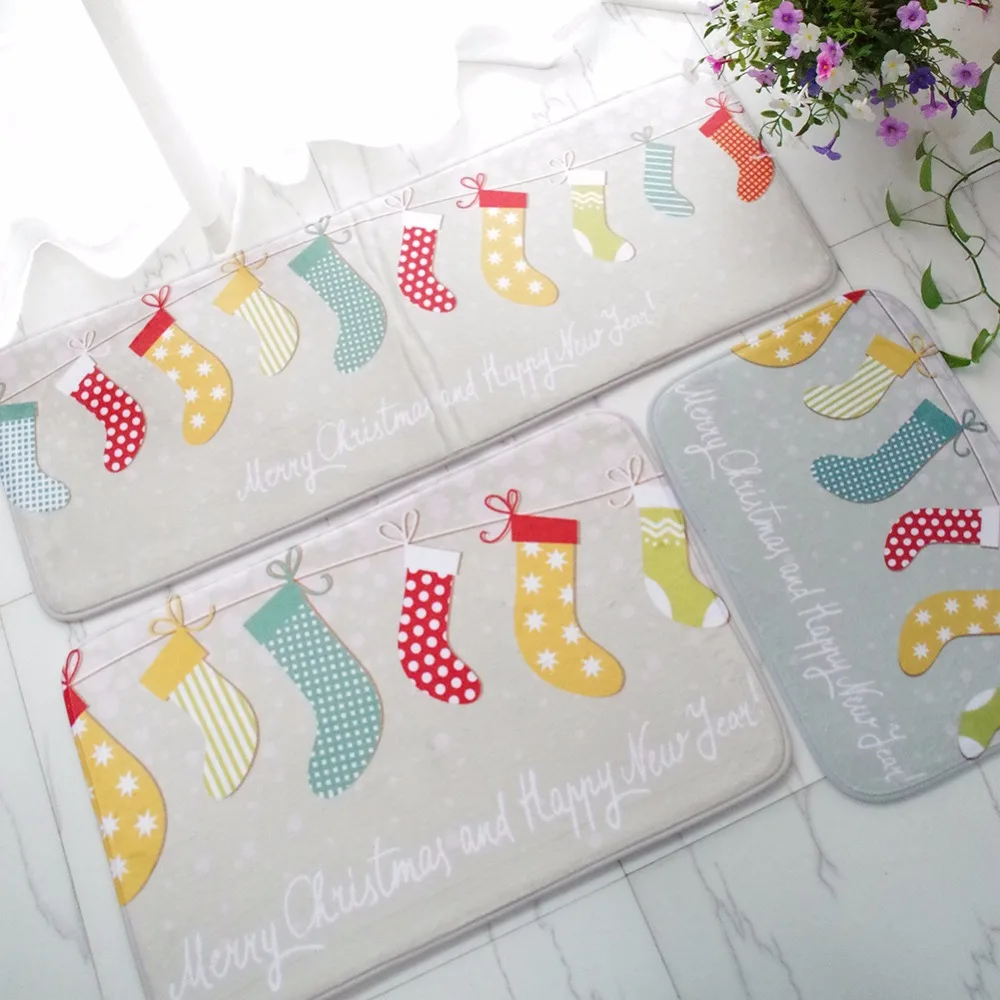 Добро пожаловать Санта Клаус коврики рождественские украшения для дома ванная