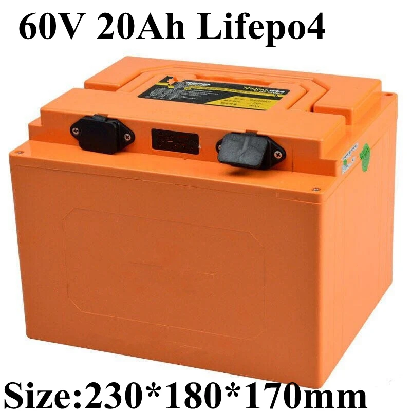 

waterproof 60v 20Ah Lifepo4 71.2v power BMS Battery Pack ebike 1500w Motor Energy scooter ups power system +5A charger