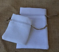 white flax linen gift pouch 8x11cm 9x14cm baby shower birthday party candy chocolates favor drawstring bag packaging sack