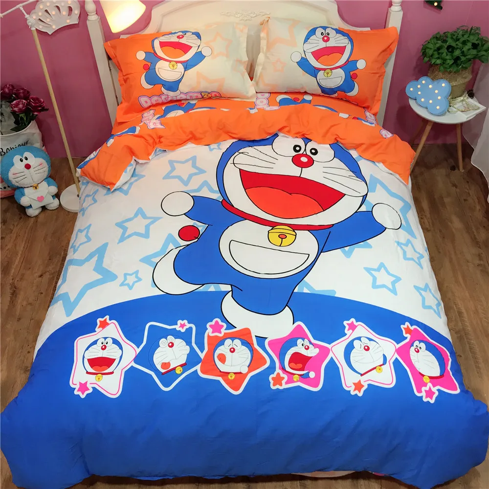 Модный мультяшный Кот 3d набор постельных принадлежностей для дома Doraemon Печатный дети спальня хлопок постельное белье 4 шт. пододеяльник простыня наволочки