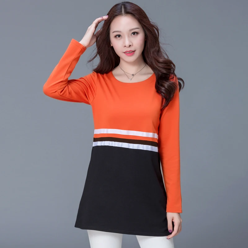 Женская Осенняя футболка с длинным рукавом свободного покроя|oversize t-shirt|korean womenloose