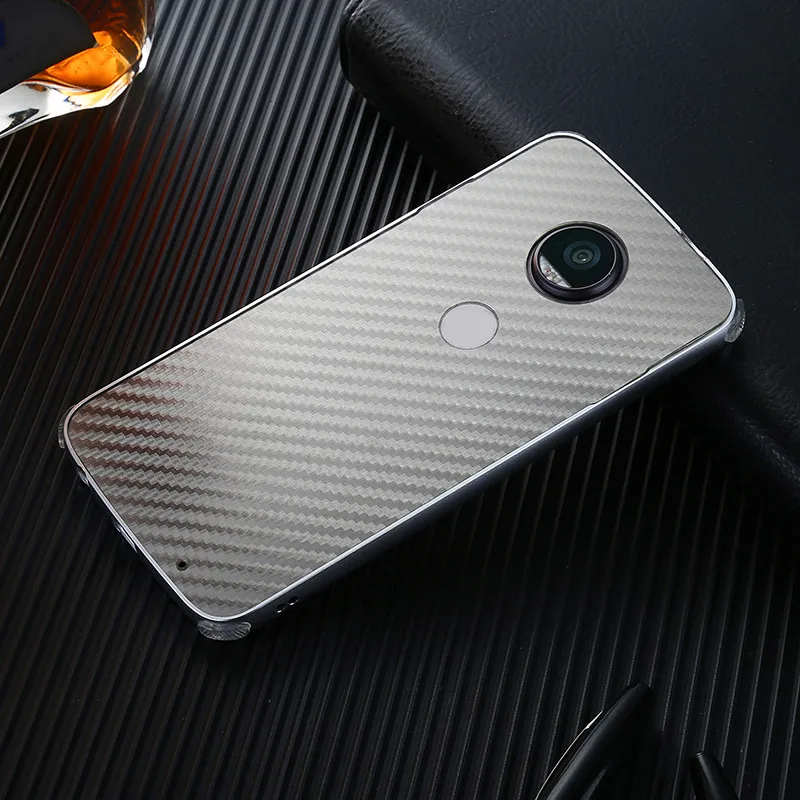 For Motorola Z2 Play Anti-knock Case Plating Metal Frame with Carbon Fiber Hard Back Cover for Moto XT1710 |