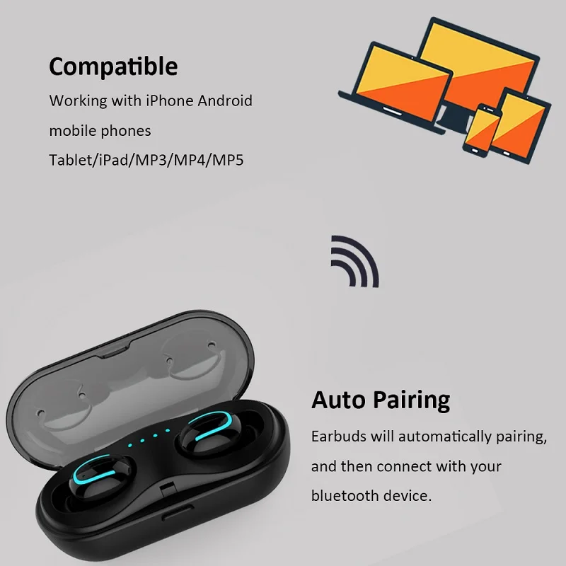Bluetooth 5,0, мини Tws, спортивные наушники, беспроводная гарнитура, наушники с светильник, микрофон, Автоматическое Сопряжение, наушники для apple, samsung