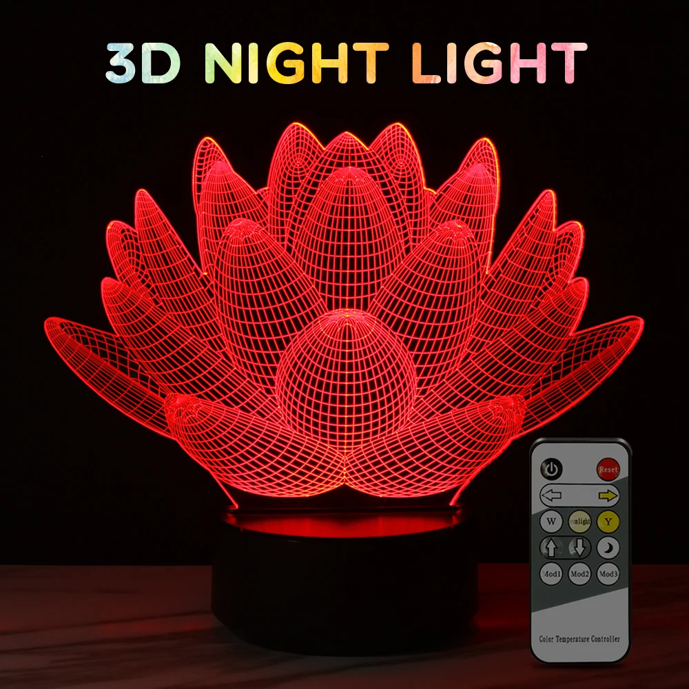 Бесплатная доставка 3D иллюзия светодиодная лампа 7 цветов украшение в виде