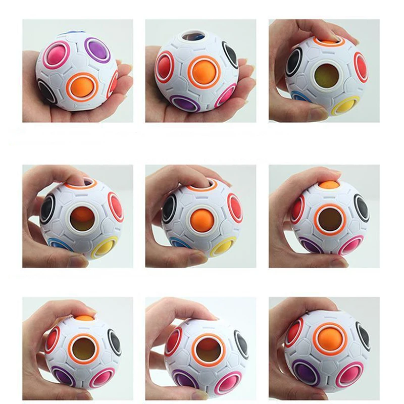 

Creative Spherical Magic Speed Cube Rainbow Puzzles Ball Football Funny Montessori Antiestres Ball Cube Toys for Children