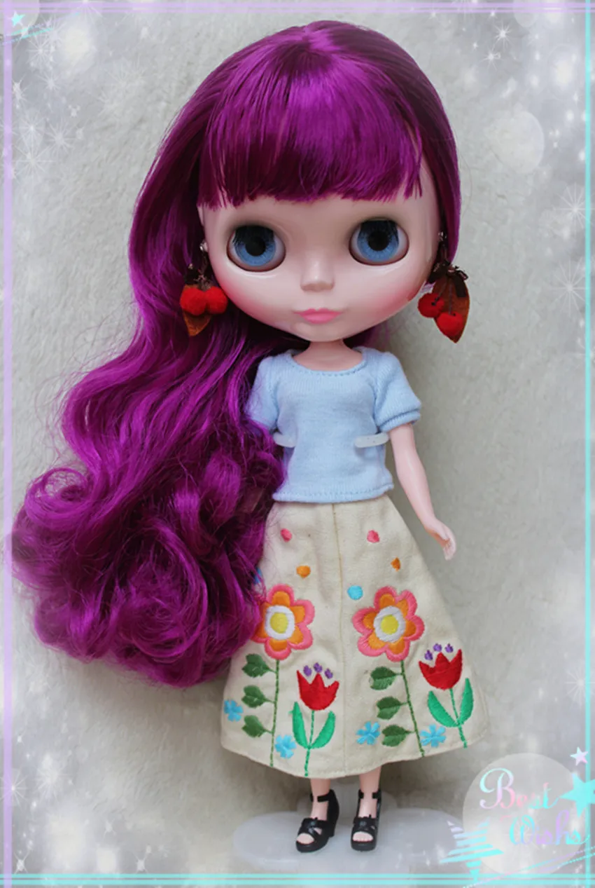 Кукла Blygirl Blyth телесная кукла фиолетовая челка волосы 30 см обычные куклы для смены
