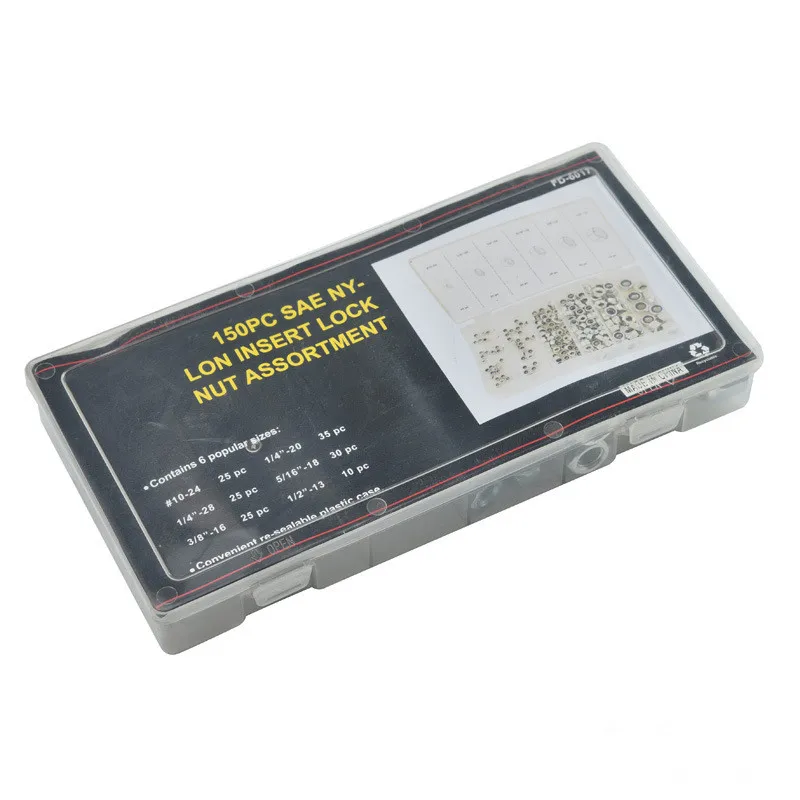 

150PC nut set six corner nylon lock nut / common English nut Stainless Steel Self Locking Hexagon Hex Nuts Hardware Accessories