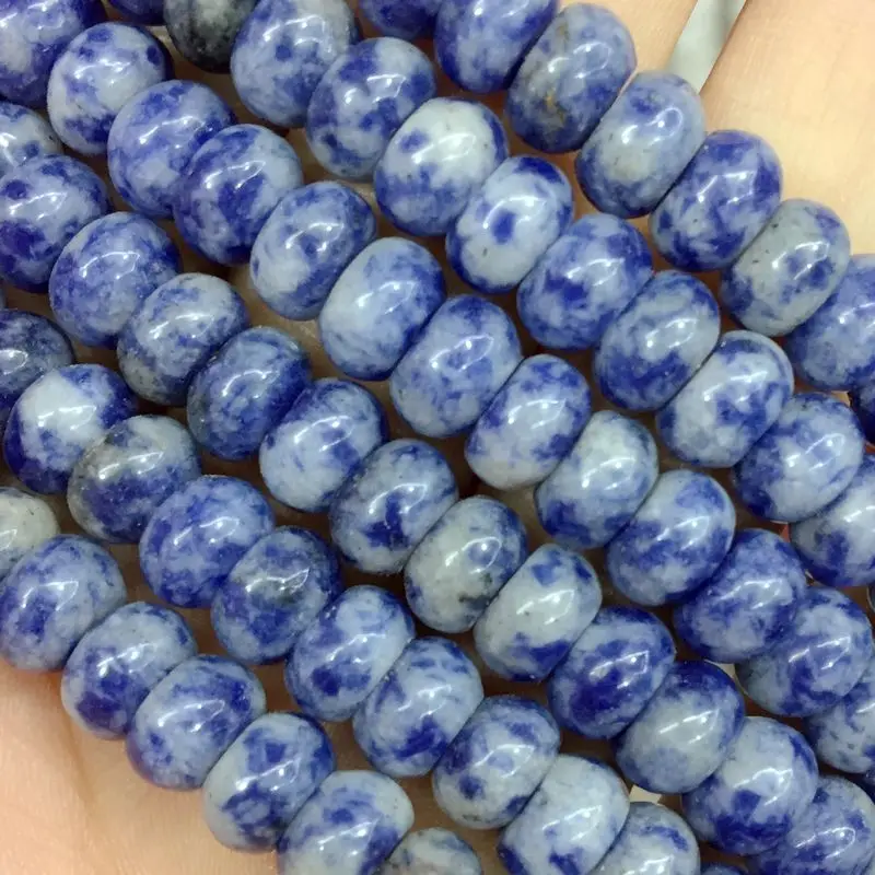 Модные разноцветные каменные бусины Rondelle колесо 8 мм круглый Abacus DIY серьги для изготовления ювелирных изделий Howlite Кристалл Опал оникс и т. Д - Цвет: blue spot jasper