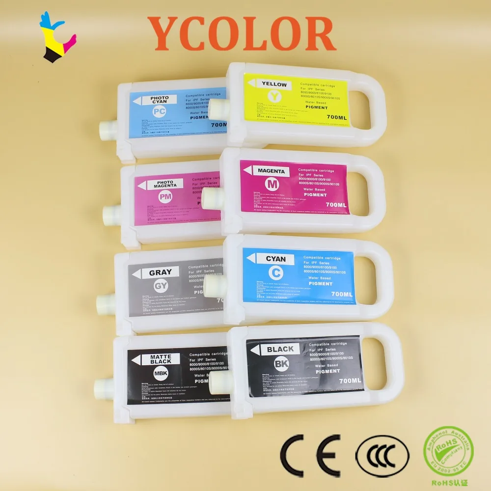 8 шт./лот многоразовый чернильный картридж для Canon IPF8000S IPF9000S IPF8010S IPF9010S с чипом