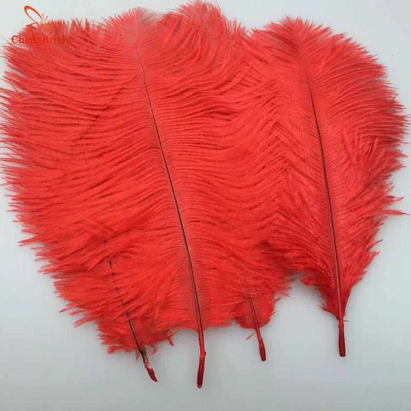 

CHENGBRIGHT Cheap 500Pcs/Lot Natural Red Ostrich Feathers Hard Rod 15-70CM Hotel Party Wedding Decorations Jewelry Plumes