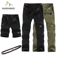 nuonkeo new outdoor quick dry hiking pants men summer removable mens sports shorts camping trekking waterproof trousers pn10