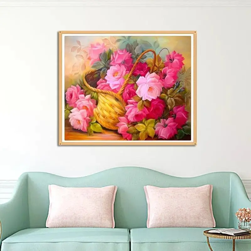 Full Diamond Embroidery Flower Pink 5D Painting Cross Stitch 3D Mosaic Needlework Crafts Christmas Decor Special | Дом и сад