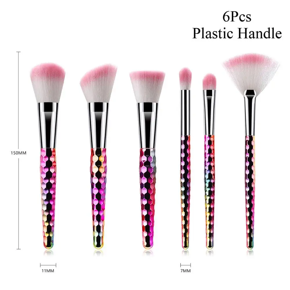Style 3 Pooypoot 4/6/7/8 шт набор кистей для макияжа разноцветная ручка Brochas Maquillaje Фонд Румяна Тени Make Up Кисти косметические инструменты - Handle Color: Style 3
