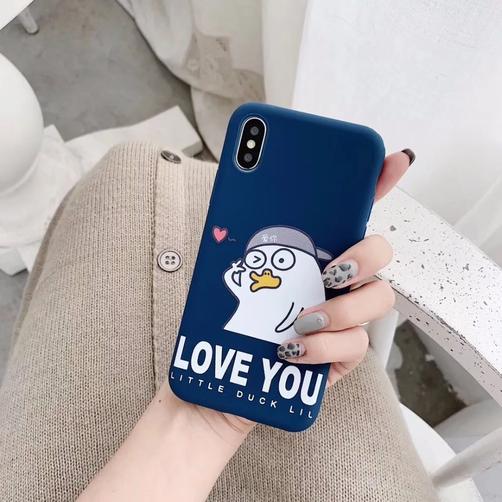 TPU silicone couple cute duck phone case for iphone x xr xs max 6sPLUS 7 8plus anti-fall soft shell tpu scrub cover |