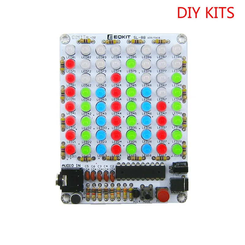 GHXAMP 8*8 музыкальный аудио светодиодный индикатор уровня Набор DIY MP3 звуковой