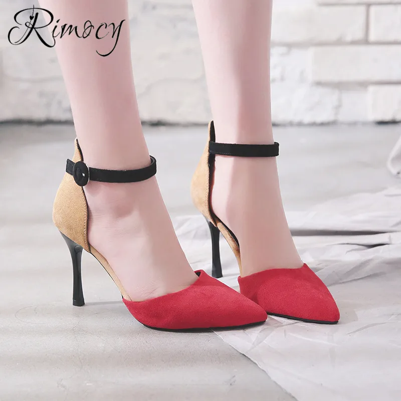 Rimocy 2019 spring single shoes woman stiletto high heels pumps ladies summer sexy pointed toe sandals mujer new dress | Обувь
