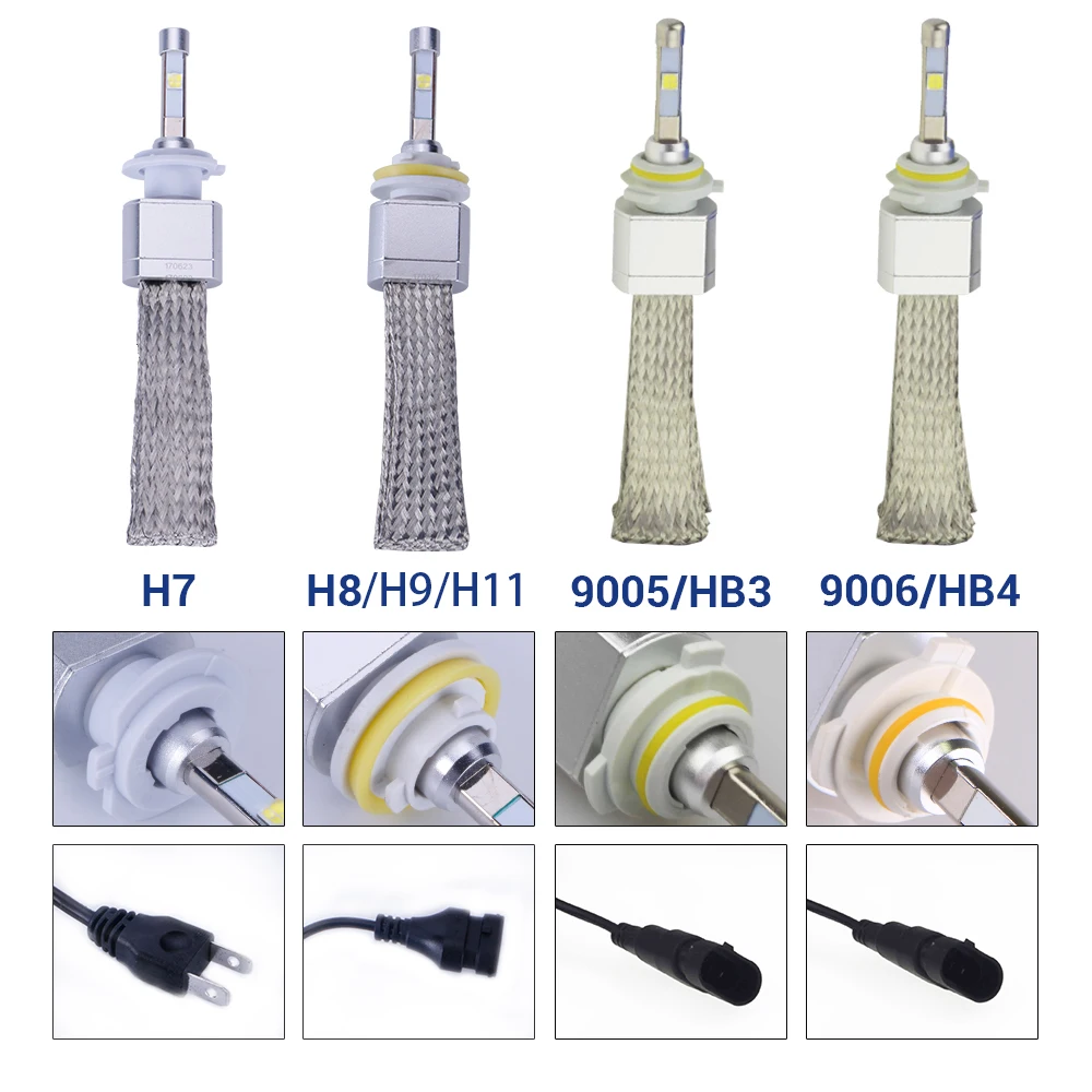 

TC-X Super Bright 8000LM Car LED Headlights H7 H11 9005 HB3 9006 HB4 forLens Replacement with Quick Heat Sink