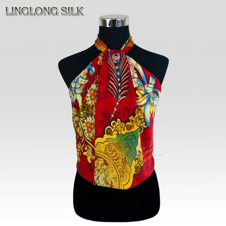 Шарф женский квадратный из 100% шелка и сатина 85x85 см |