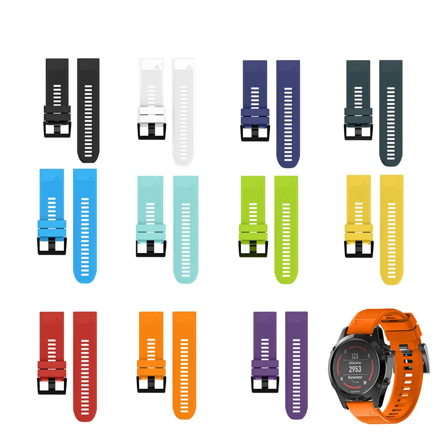 Fistar 22 мм 26 Силиконовые Quick Release ремешок для наручных часов на запястье gps Garmin Fenix 5x 5