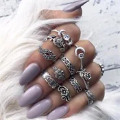 7 шт./компл. Boho Little Snake Star Eyes статуя Будды драгоценный камень треугольник Золото регулируемое Открытое кольцо набор для женщин индивидуальный ювелирный подарок
