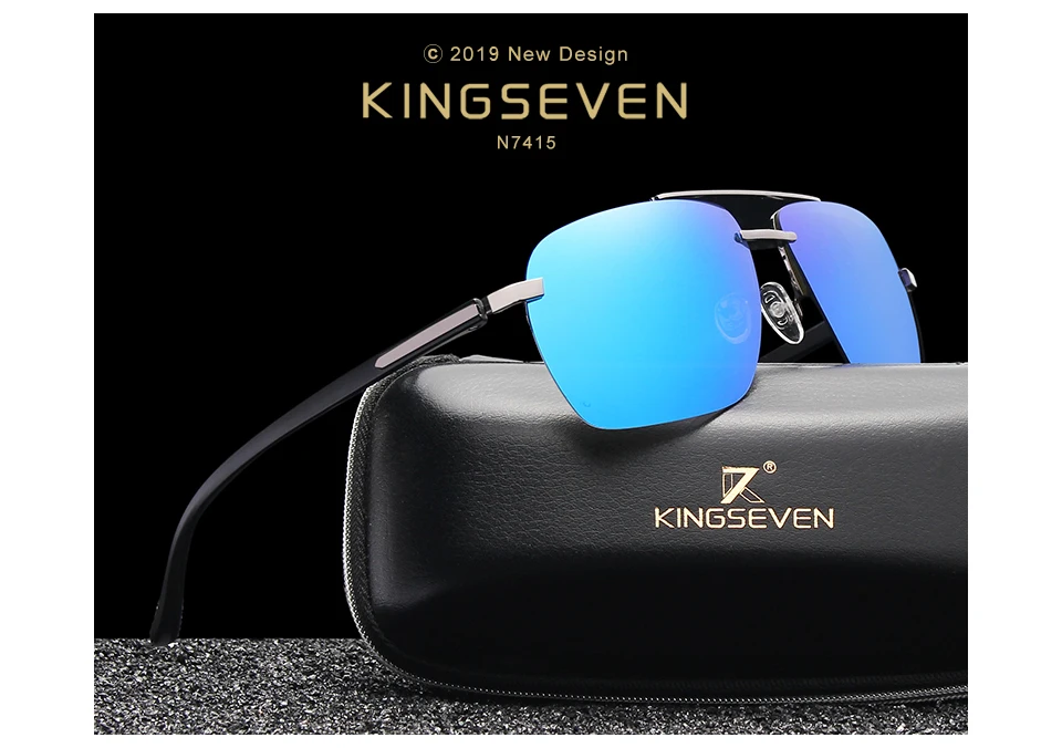 KINGSEVEN, алюминиевые поляризованные солнцезащитные очки TR90, мужские зеркальные солнцезащитные очки для вождения, мужские очки для рыбалки, женские очки для мужчин N7415