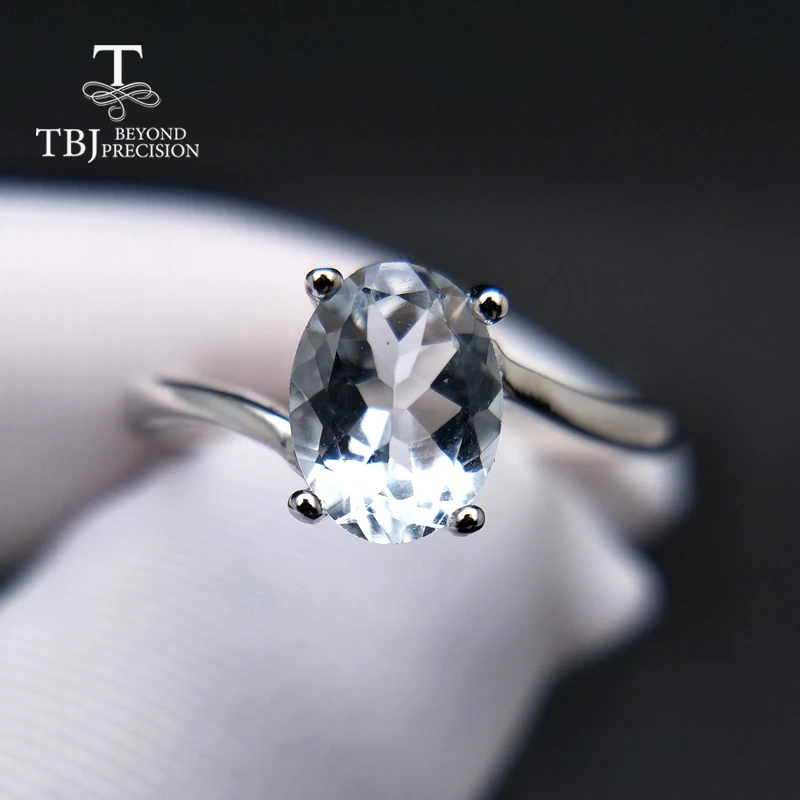 Женское кольцо с натуральным бразильским аквамарином TBJ подарочное Ювелирное