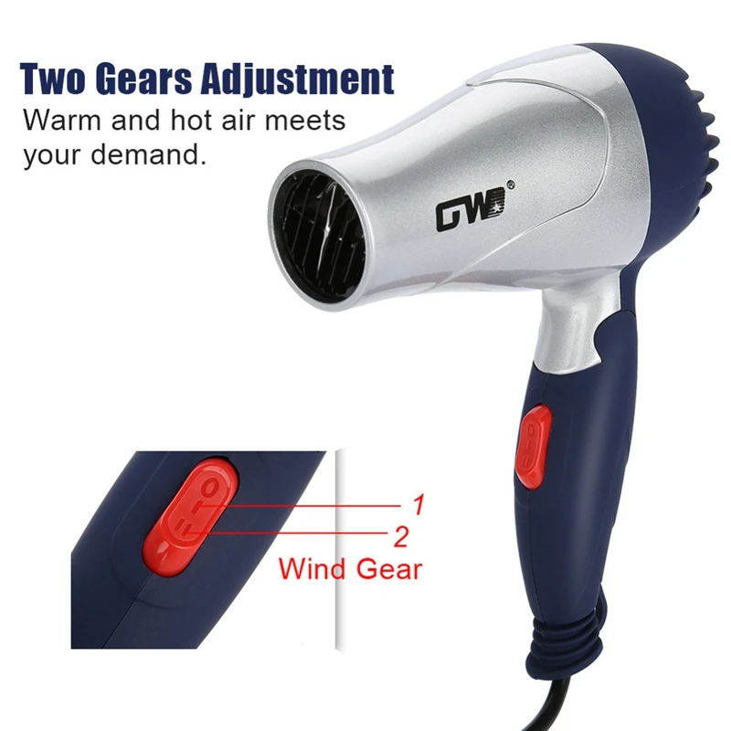 Mini Portable Foldable Handle Compact 1500W Hair Dryer Blow Hot Wind Low Noise Long Life Outdoor Travel Styling Accessor | Бытовая