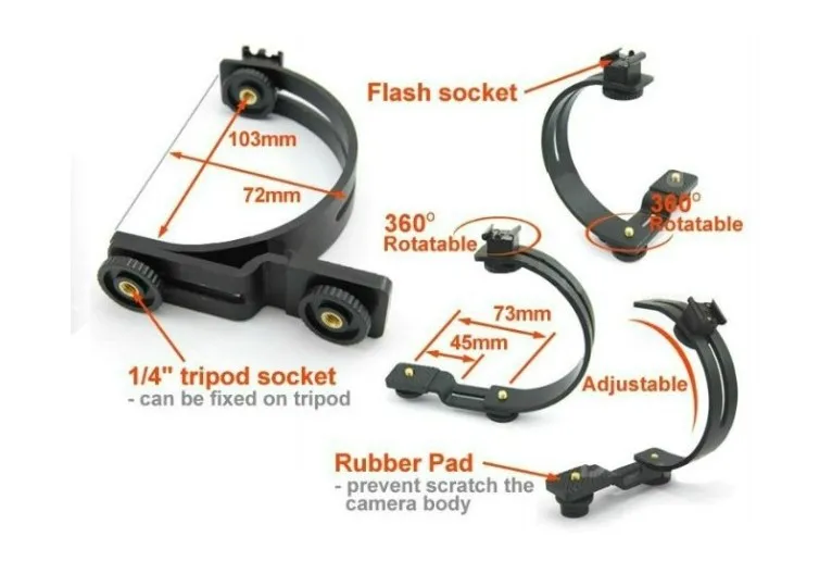 5 шт./партия фотовспышка Steadicam C Форма мини DV видеокамера кронштейн для вспышки