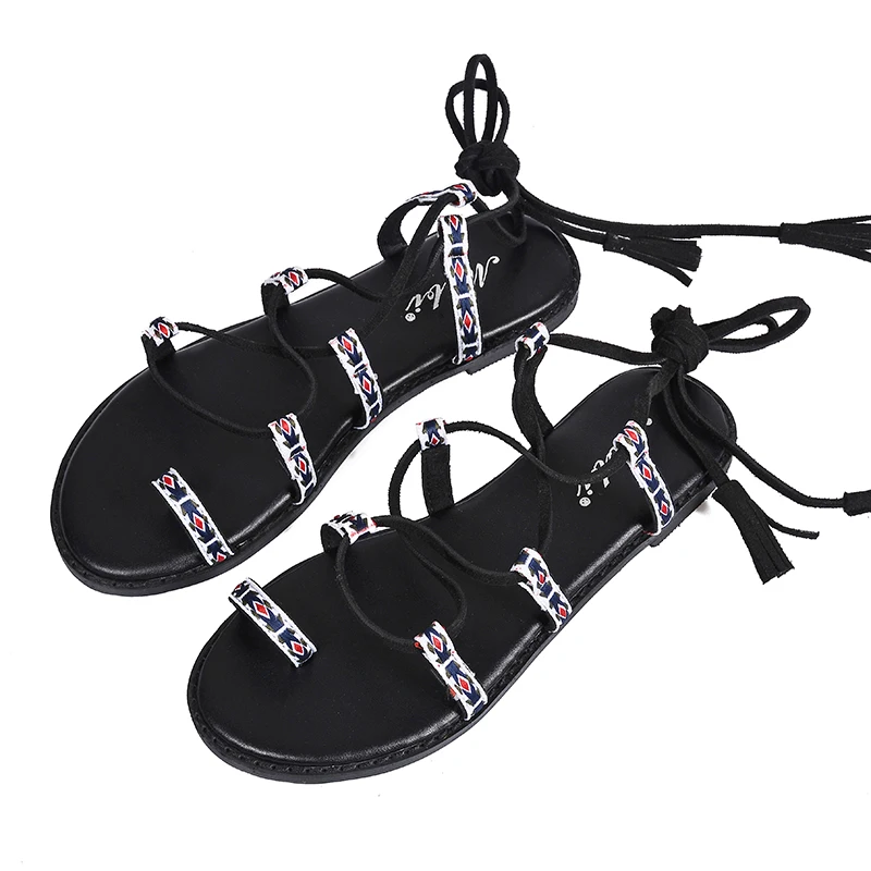 Zapatos Mujer Летние босоножки Женская обувь на плоской подошве Богемные женские с