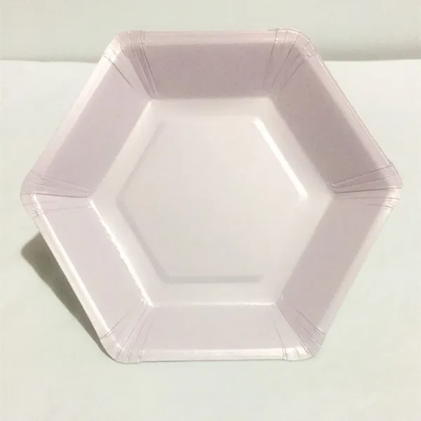 Lilac 12 шт красочные Бумага подносы для десерта шестиугольник блюд Macarons мятно синий, розовый, желтый для свадебной вечеринки холостяцкая Вечеринка сувенир - Цвет: Lilac