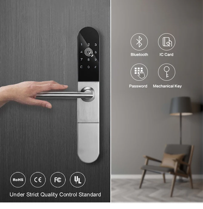 

European Bluetooth WiFi Door Lock For Aluminum sliding or swing door with 3585 and 4585 mortise for outdoor