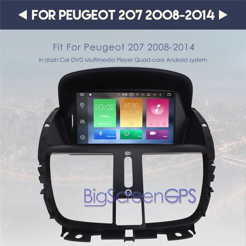 Автомобильный DVD плеер с GPS навигацией Android 9 0 4 + 64 ГБ для Peugeot 207 2008 2014 автостерео