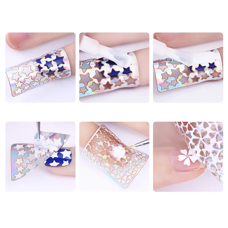 24 шт. лазерные полые трафареты для ногтей|stencil stickers|tip guidesnail vinyls |