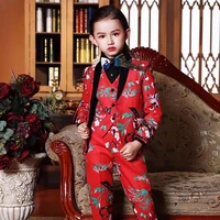 new style flower notched lapel girl suits one button wedding suits children party tuxedos girl smoking blazer jacketpantvest