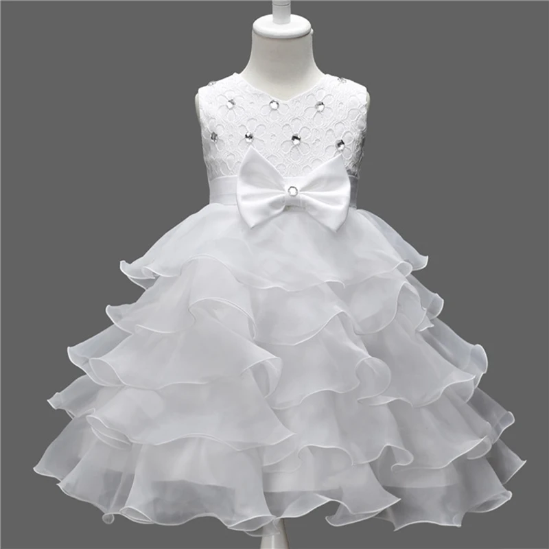 Новое Многоярусное платье для девочек, детское платье с бантом и цветами вечерние вечеринки, дня рождения, свадьбы, детское платье принцесс... от AliExpress WW