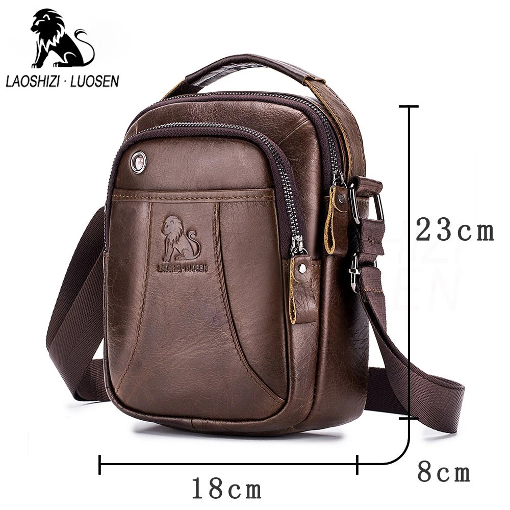 New Arrival Genuine Leather Men's Casual Shoulder Bags Vintage Flap Zipper Handbags For Male Fashion Crossbody Brown Color |