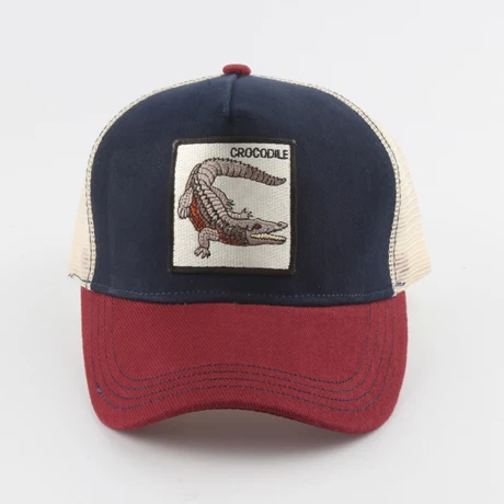 crocodile navy red Новая бейсбольная Кепка с вышивкой волка, мужская и женская бейсболка в стиле хип-хоп, летняя кепка с дышащей сеткой - Цвет: crocodile navy red