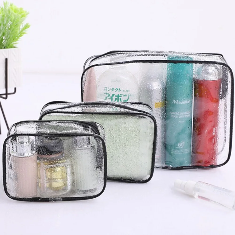 

3 Size transparent Wash bag Clear PVC Cute School Supplies Pencil Case for Girls Cosmetic Bag Women Office Supplies