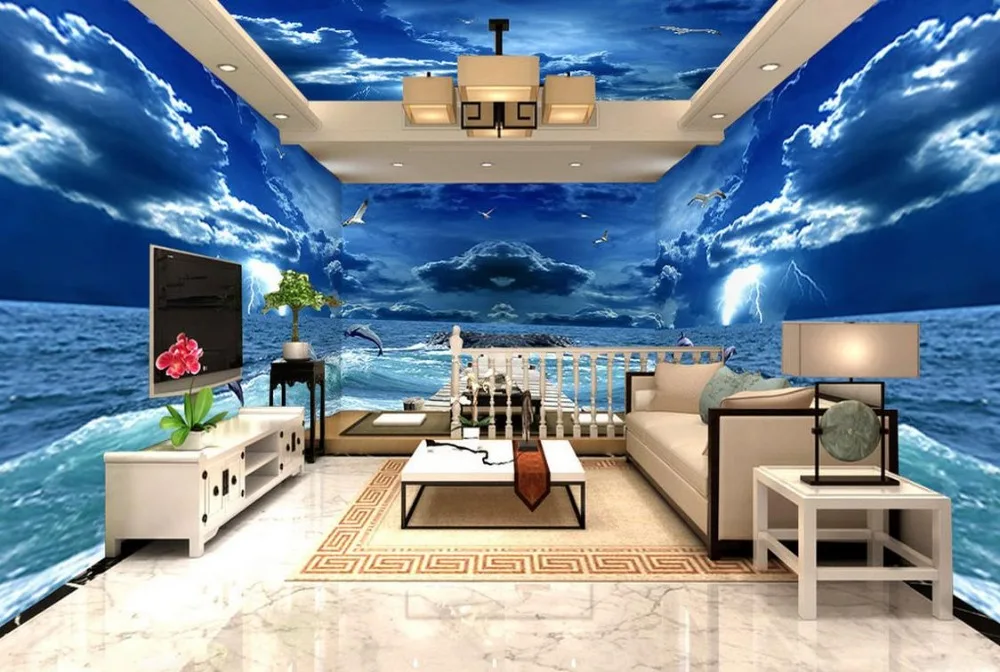 3d фотообои на заказ Настенные обои для гостиной пляжа дома стены пейзаж |