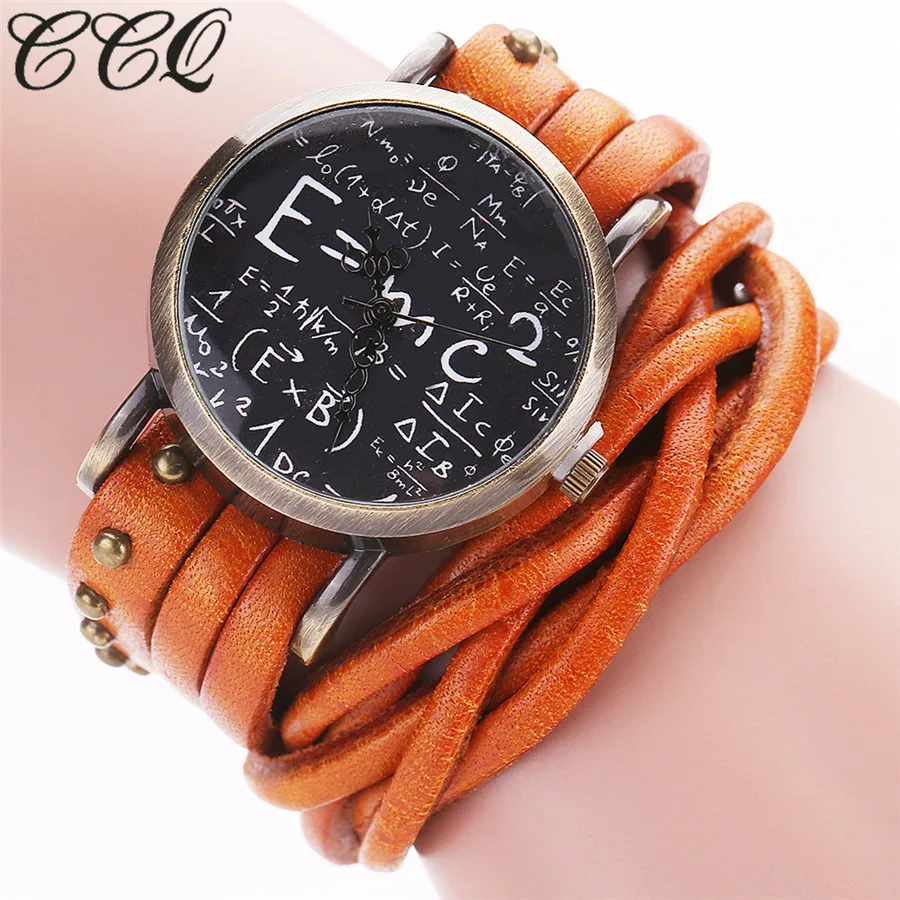 Женские ВИНТАЖНЫЕ КВАРЦЕВЫЕ ЧАСЫ CCQ повседневные часы из натуральной кожи с