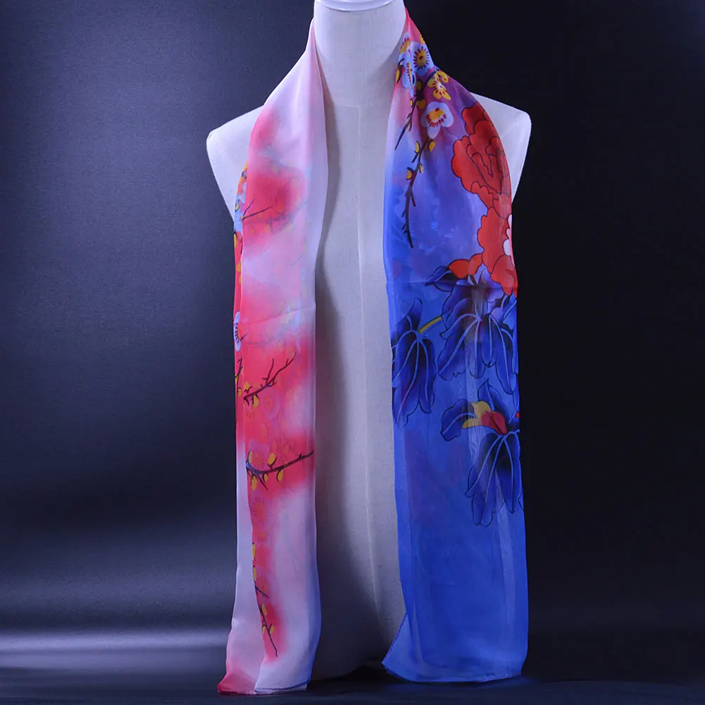 Женский шифоновый шелковый шарф SOKUXILE элегантный аксессуар с цветами пиона