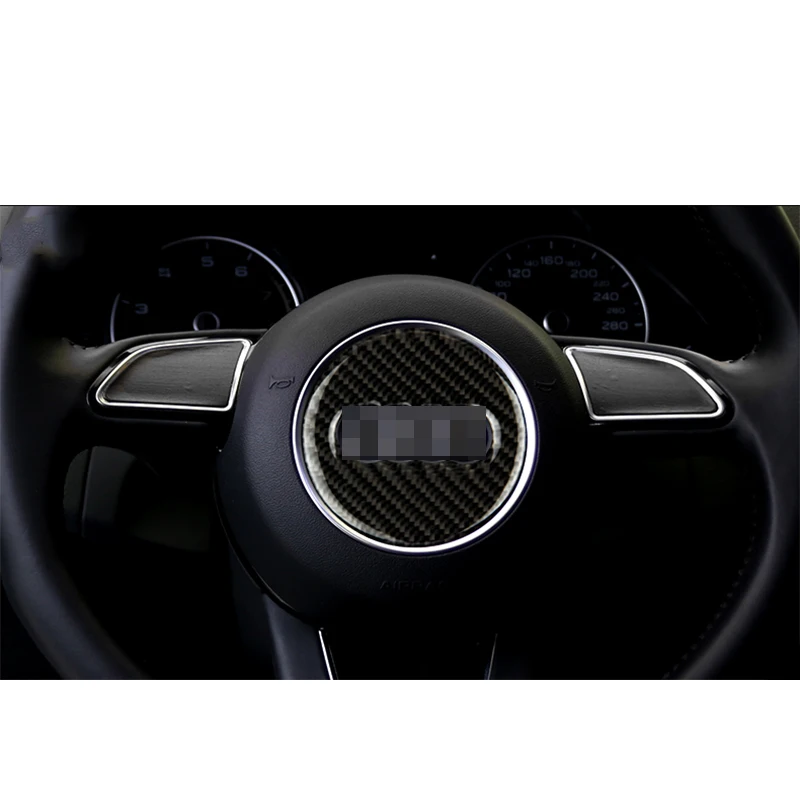 Чехол на руль из 100% углеродного волокна с логотипом для Audi A1 12-17 и A8 D4 11-17 Q3 Q5 13-17 5