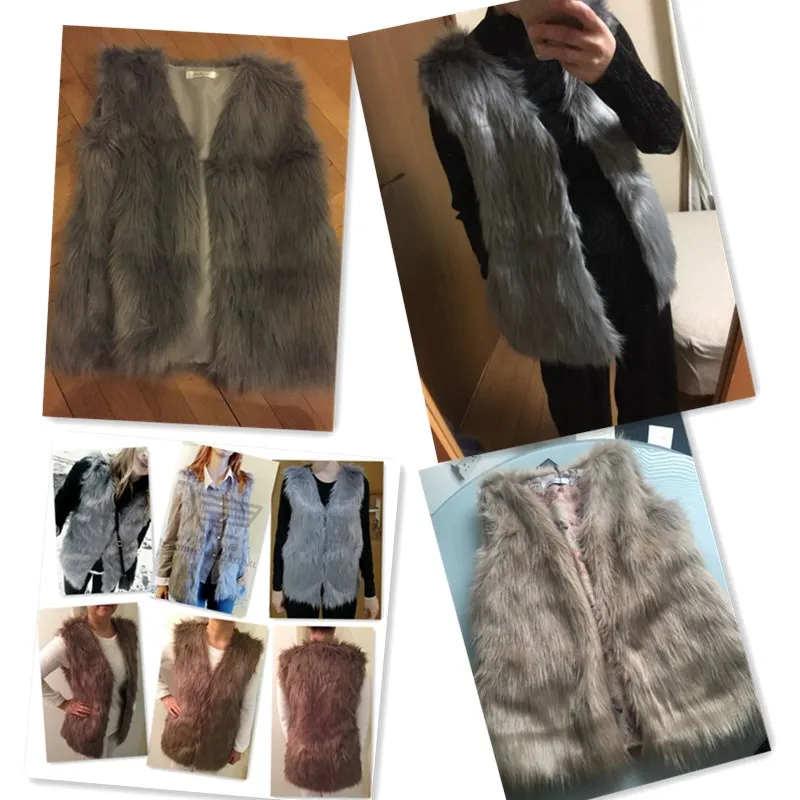 

Newest Autumn Fashion Faux Fur Women Ladies Sleeveless Slim Vest Jacket Coat Outerwear Waistcoat Plus Size XXXL Black Gray Q4871