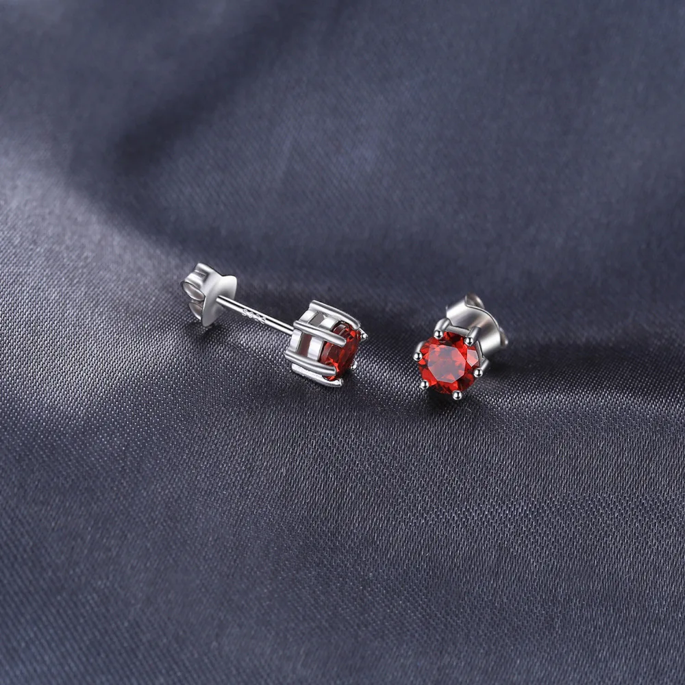 Jewelrypalace круглый 1.2ct натуральный красный гранат Серьги одноцветное 925 серебро серьги стержня 5x5 мм Модные украшения высокое качество