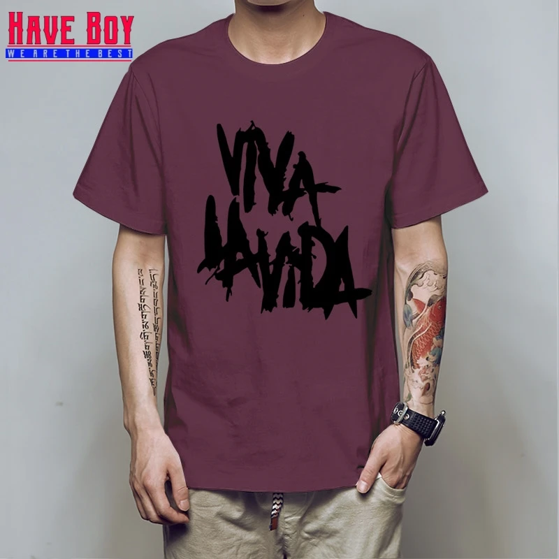 maroon black HAVE BOY Rock Coldplay Viva la vida свободная Мужская футболка для мужчин новая хлопковая Повседневная футболка с короткими рукавами Camisetas Masculina HB160 - Цвет: maroon black