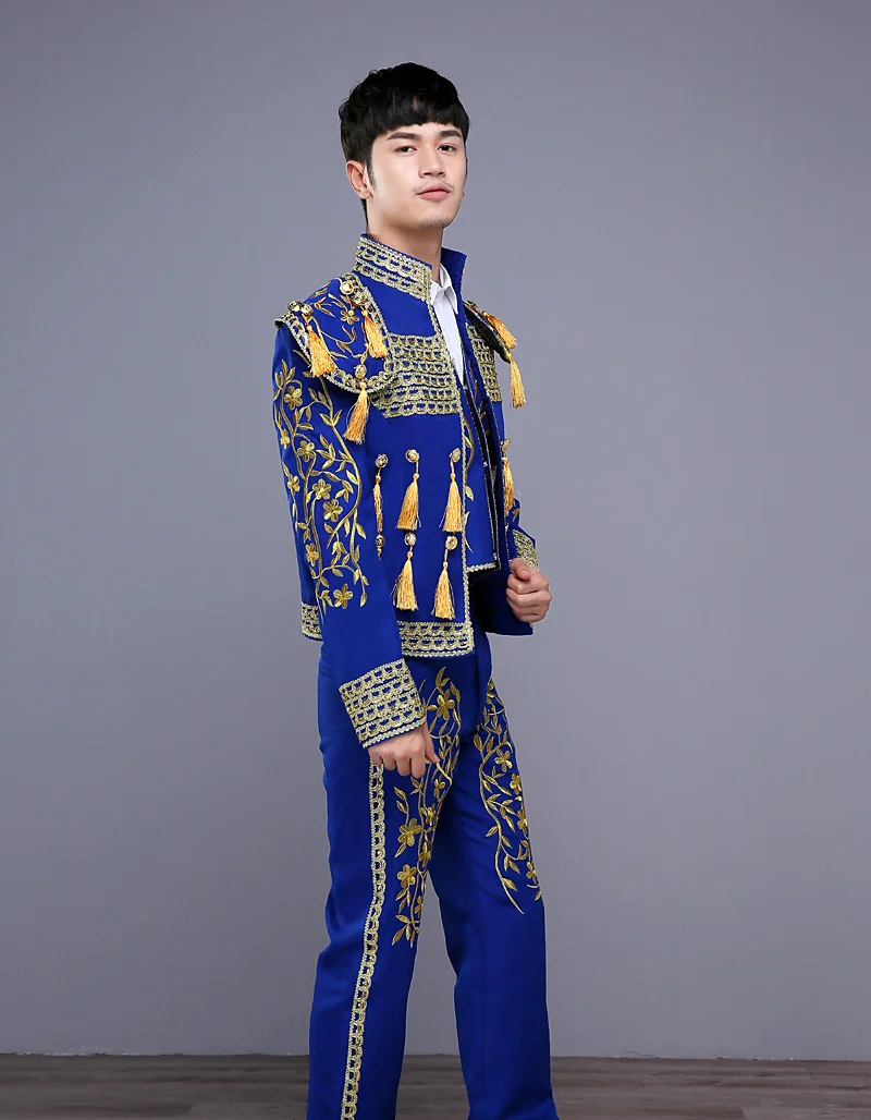 Испанский Matador Костюм для выступлений корт мужские вышитые платья